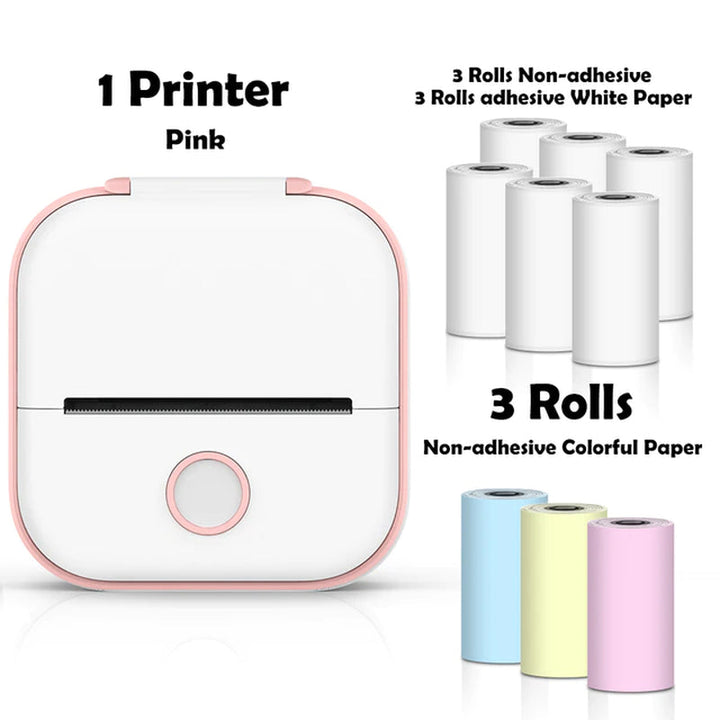 Lisslune | T02 Portable Mini Wireless Thermal Pocket Printer Self-Adhesive Stickers Used for DIY, Journal Stickers Portable Printer