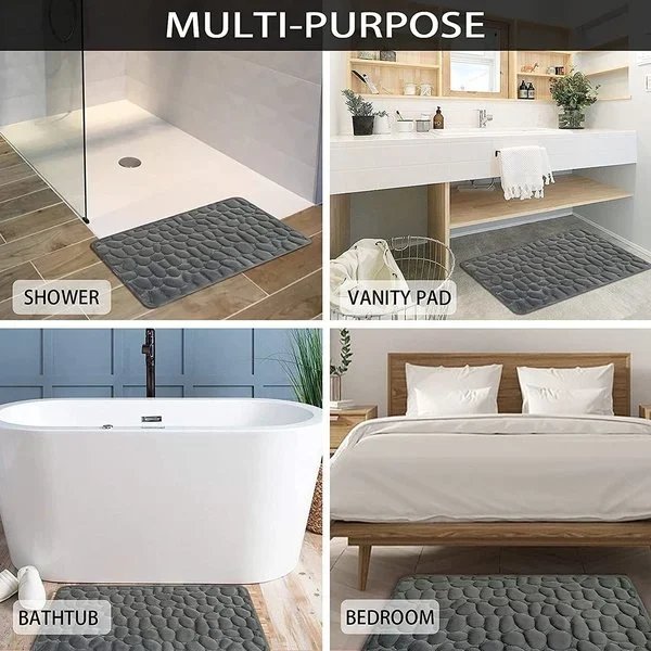 Lisslune | Cobblestone Embossed Bathroom Bath Mat