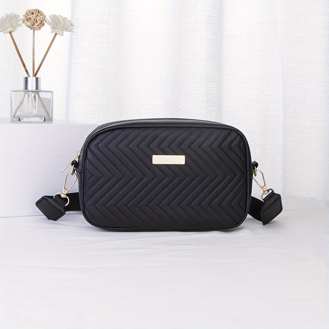 Lisslune | NoirGlitz Padded PU Messenger Bag – Black Elegant Shoulder Bag with Sequins and Removable Strap
