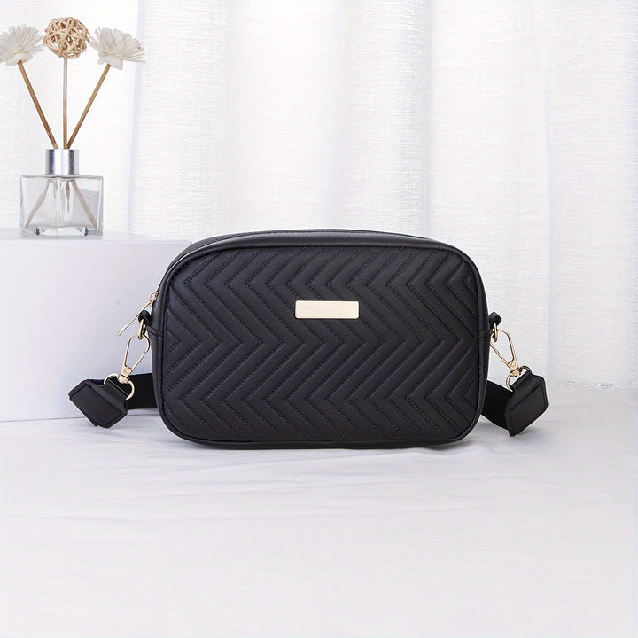 Lisslune | NoirGlitz Padded PU Messenger Bag – Black Elegant Shoulder Bag with Sequins and Removable Strap