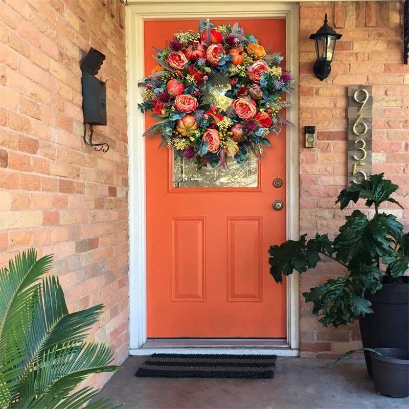 Lisslune | Fall Peony And Pumpkin Wreath - Year Round Wreath