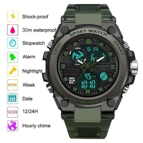 Lisslune | Sporty Dual-Display Mode Multifunctional Waterproof Luminous Men's Wristwatch