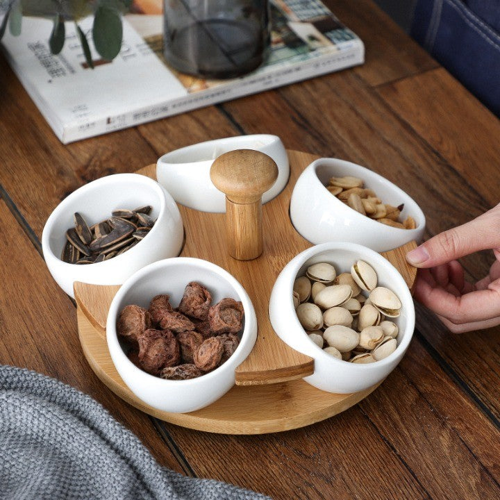 Lisslune | Tea Time Bamboo Porcelain Snack Tray