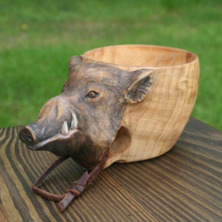 Lisslune | Hand Carved Wooden Mug