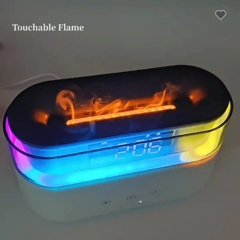 Lisslune | LuxiFire | Aromatic LED Alarm Clock with 7 Colors | Relaxing Flame Diffusion