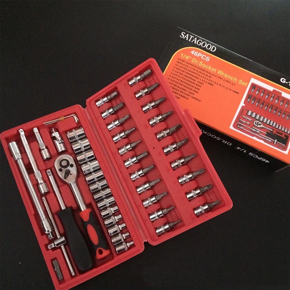 Lisslune | Professional 46-piece car repair tool set - Multifunction steering wheel removal tool and tire removal set