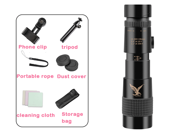 Lisslune | 4K 10-300X40mm Super Telephoto Zoom Monocular Telescope