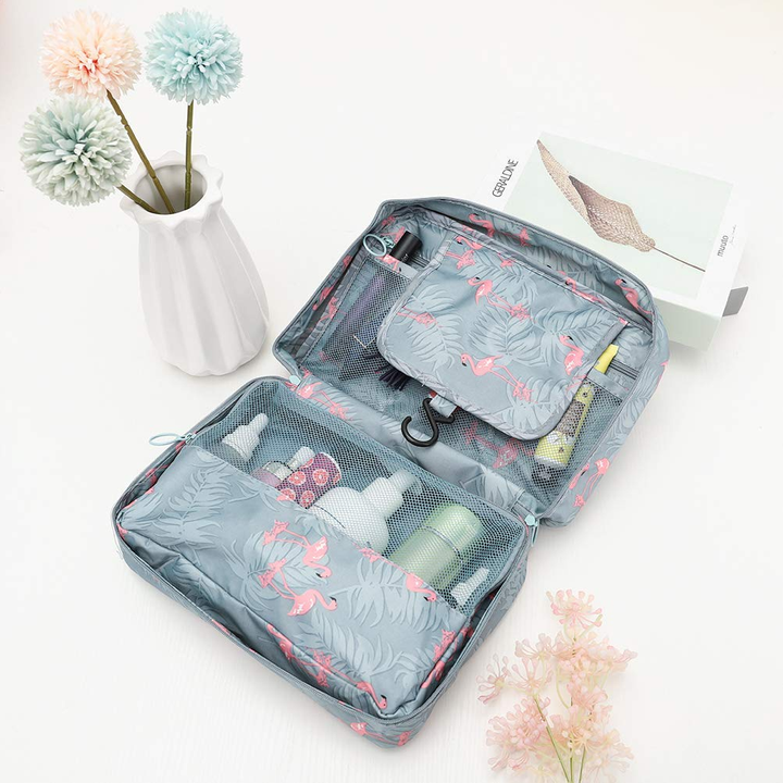 Lisslune | TravelEase – Water-repellent Cosmetic Bag with Hook and Compartments | Travel Toiletry Bag