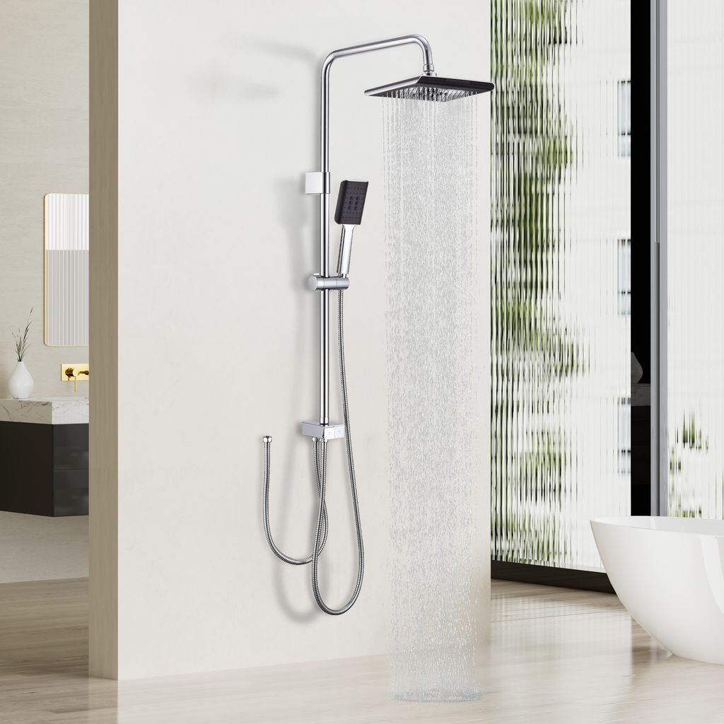 Lisslune | Shower system without faucet, rainfall shower set with self-cleaning shower head and handheld shower, shower column for bathroom/bathtub