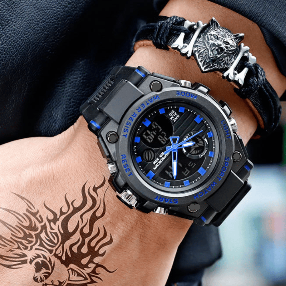 Lisslune | Sporty Dual-Display Mode Multifunctional Waterproof Luminous Men's Wristwatch
