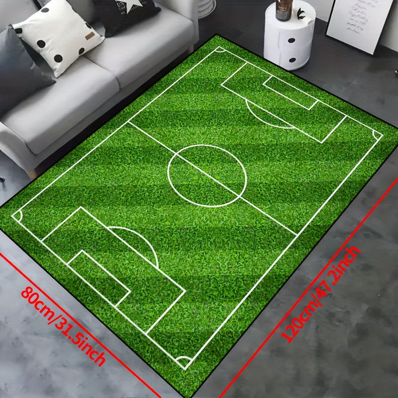 Lisslune | Football Field Pattern Carpet - non-slip washable lounge mats for living room, bedroom, garden or gaming room