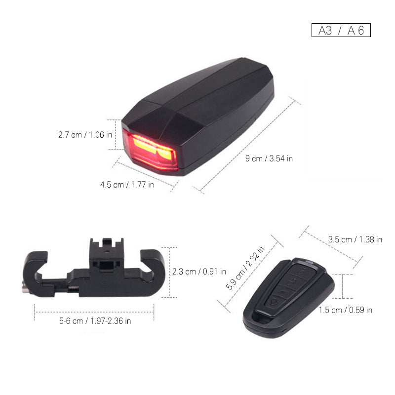 Lisslune | Bicycle Rear Light Remote Control Alarm Lock