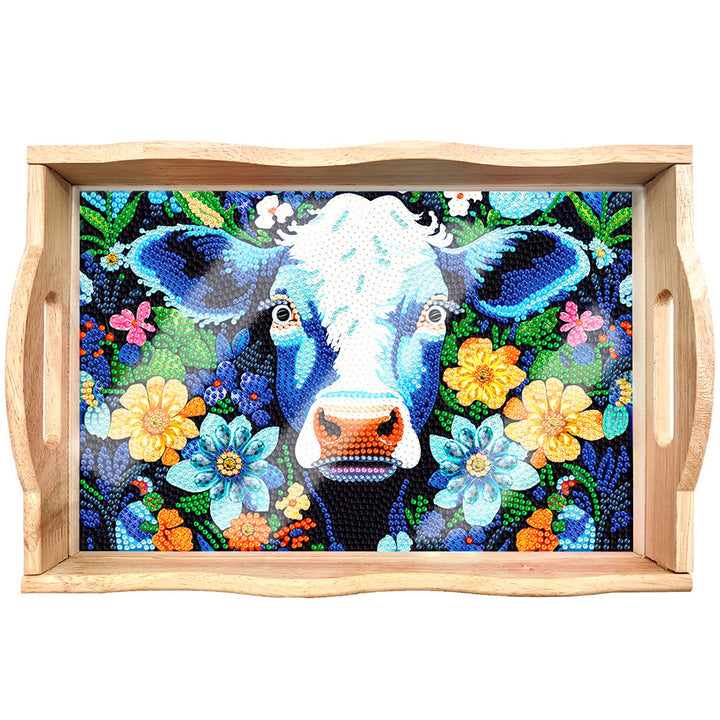 Lisslune | DIY Diamond Painting Wooden Tray Food Tray with Handle Living Room Decoration Mandala Wooden Tray Kit