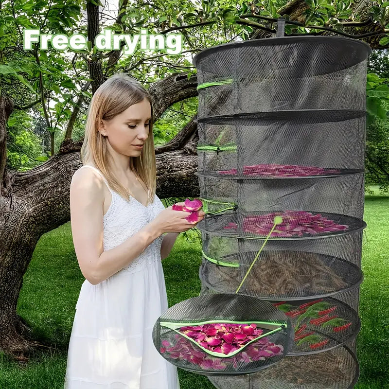 Lisslune | Foldable drying basket for fruits, vegetables, and herbs – Multi-tier net storage for quick drying process