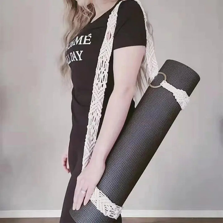 Lisslune | Hand-woven Cotton Yoga Mat Carry Bag with Fringe Crossbody Strap - Fits All Mat Sizes