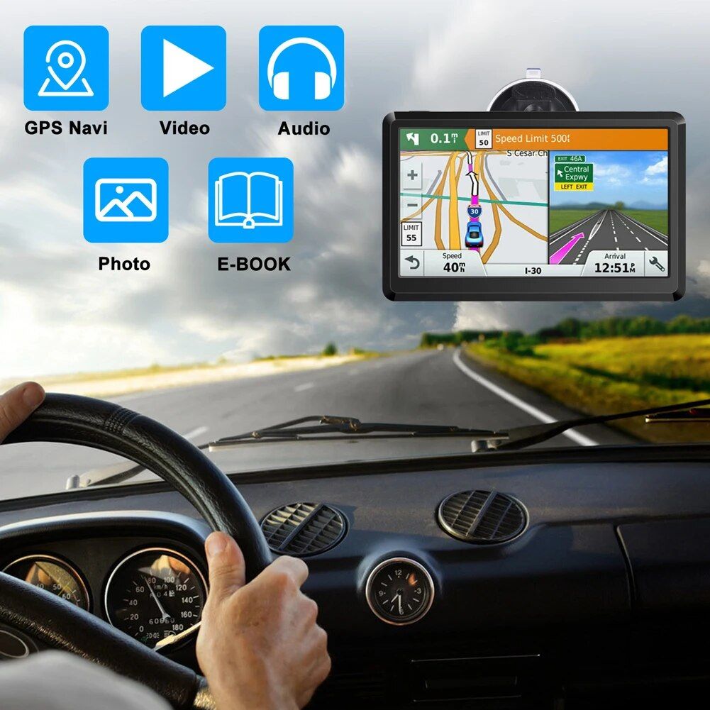 Lisslune | 7/5 Inch Car GPS Navigation Touch Screen 256MB+8G HD Car GPS Navigator EU AU US FM Vehicle GPS Navigators Car Accessories
