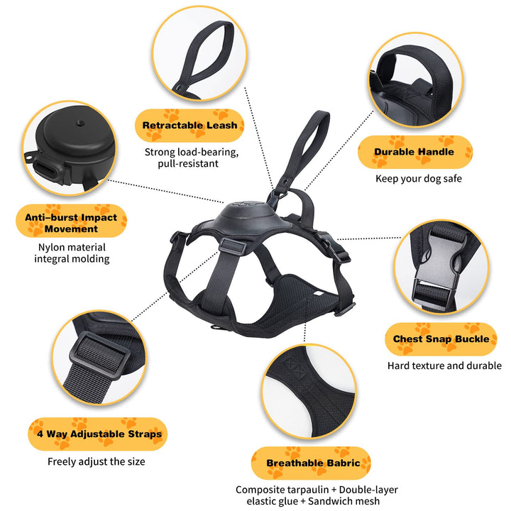 Lisslune | mamymarket™ - Dog Harness and Retractable Leash Set All-in-One