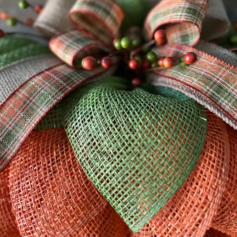 Lisslune |  Farmhouse Pumpkin Wreath For Front Door