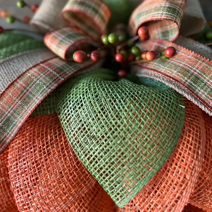 Lisslune |  Farmhouse Pumpkin Wreath For Front Door