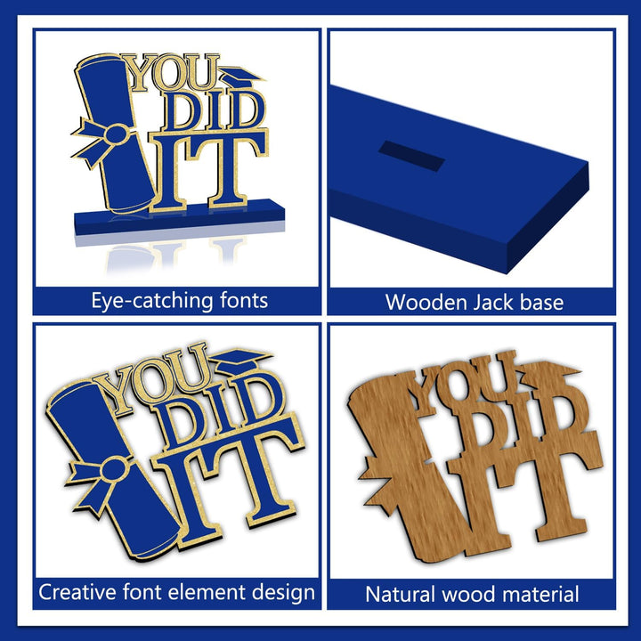 4 Piece Black and Gold Graduation Decorations Class of 2025 Congratulations Graduate Wood Table Centerpieces Graduate Table Decor Congratulations Tiered Shelf Decor for 2025 Graduation Decorations
