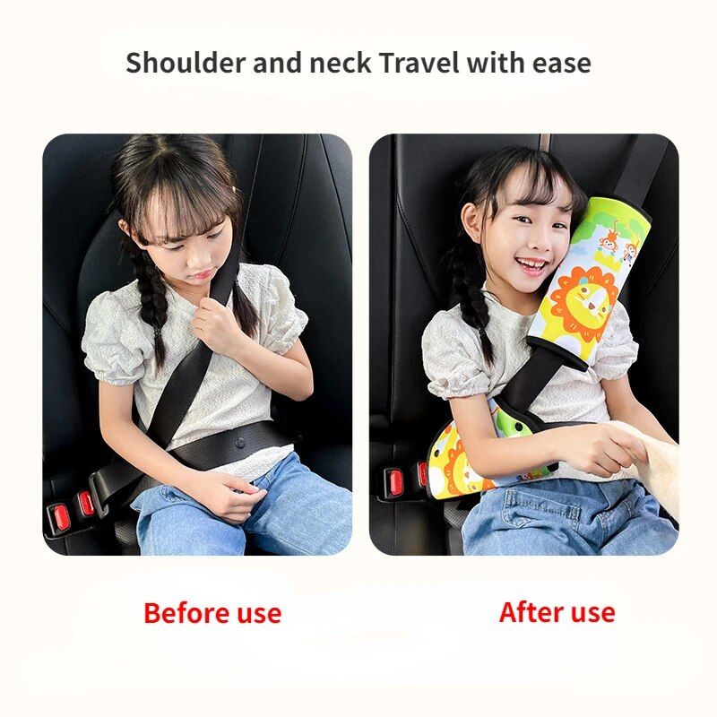 Lisslune | Kids comfort car seat belt support with cartoon design