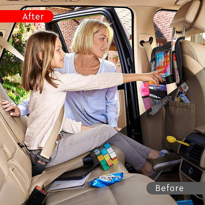 Lisslune | Backseat Organizer with Touchscreen Tablet Holder & Kick Mat Protector