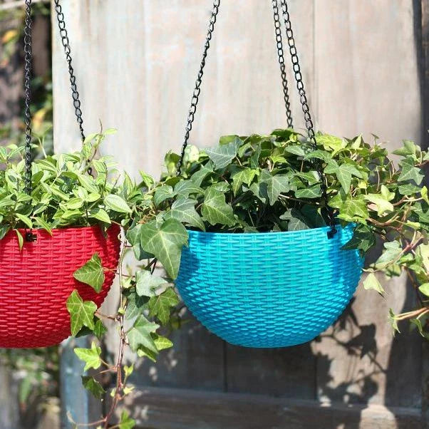Lisslune | Woven hanging basket for plants with chain – Ideal for balcony and garden