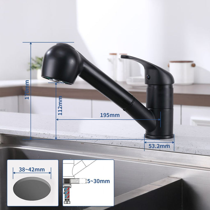 Lisslune | Black Faucet Kitchen, Kitchen Faucets with 2 Spray Types Faucet with Pull-Out Spray, Mixing Valve Kitchen for Dual Sink