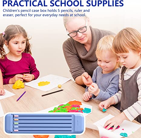 Lisslune | Multifunctional Pencil Case for Kids with 5pcs Pencils2B, Eraser and Ruler