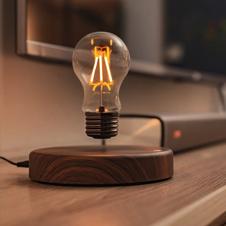 Lisslune | Magnetic Levitation Light Bulb – Floating LED Desk Lamp with Rotating Bulb for Unique Home Décor and Creative Christmas Gifts