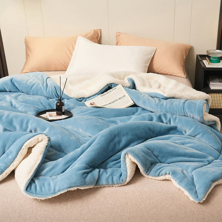 Lisslune | Solid thick double-sided velvet cube blanket