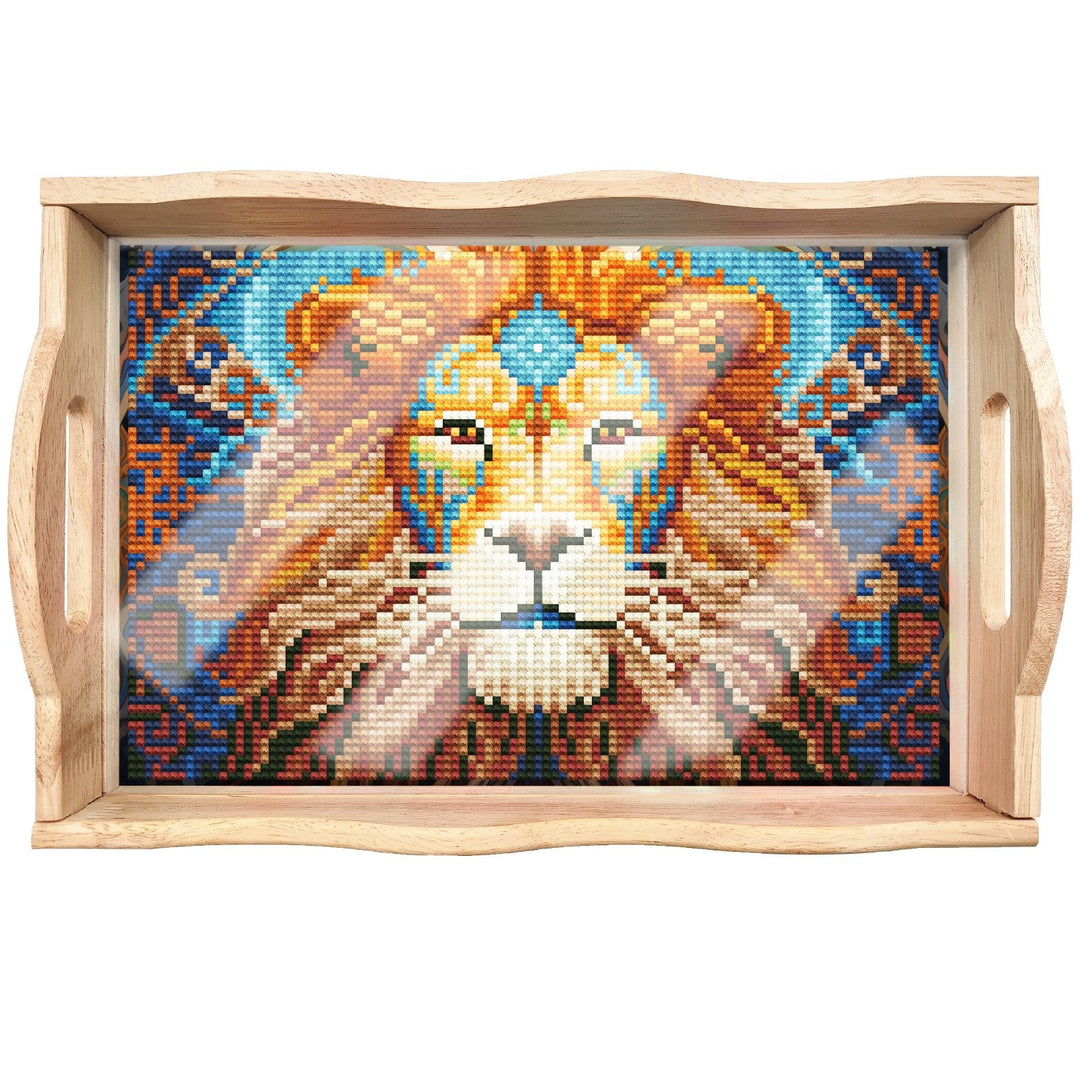 Lisslune | DIY Diamond Painting Wooden Tray Food Tray with Handle Living Room Decoration Mandala Wooden Tray Kit