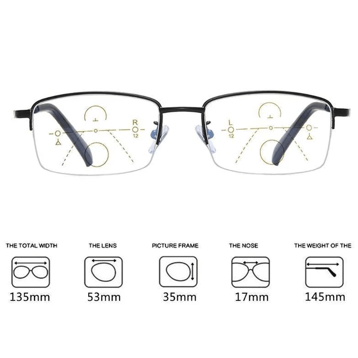 Lisslune | Titanium Progressive Distance and Near Vision Dual-Use Reading Glasses