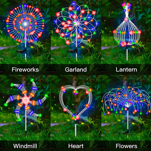 Lisslune | 4 Piece Solar Firework Garden Lights - Weatherproof LED Decorative Lighting, Solar Energy for Garden and Patio