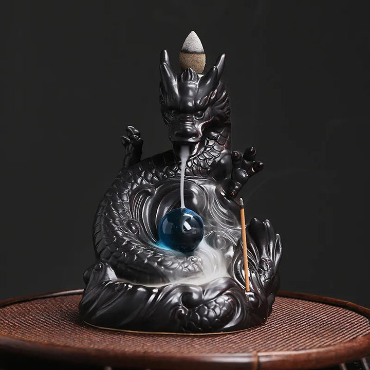 Lisslune | 1Pc, Dragon Backflow Incense Holder Ceramic Incense Stick Holder, for Home Decor Aromatherapy Relaxation Gifts (Without Incense)