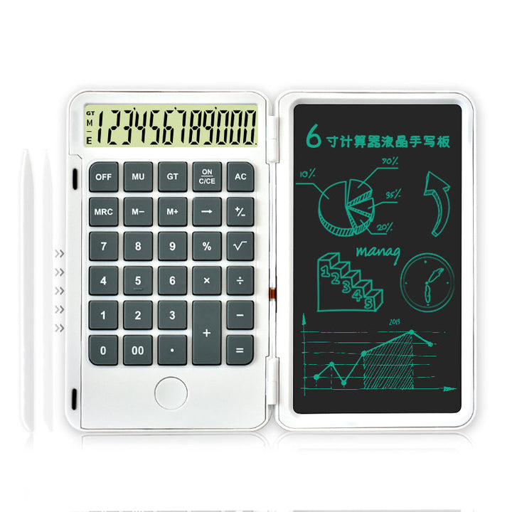 Lisslune | 2-in-1 Portable Foldable 10-Digit LCD Display Calculator with 6-Inch Erasable Writing Tablet