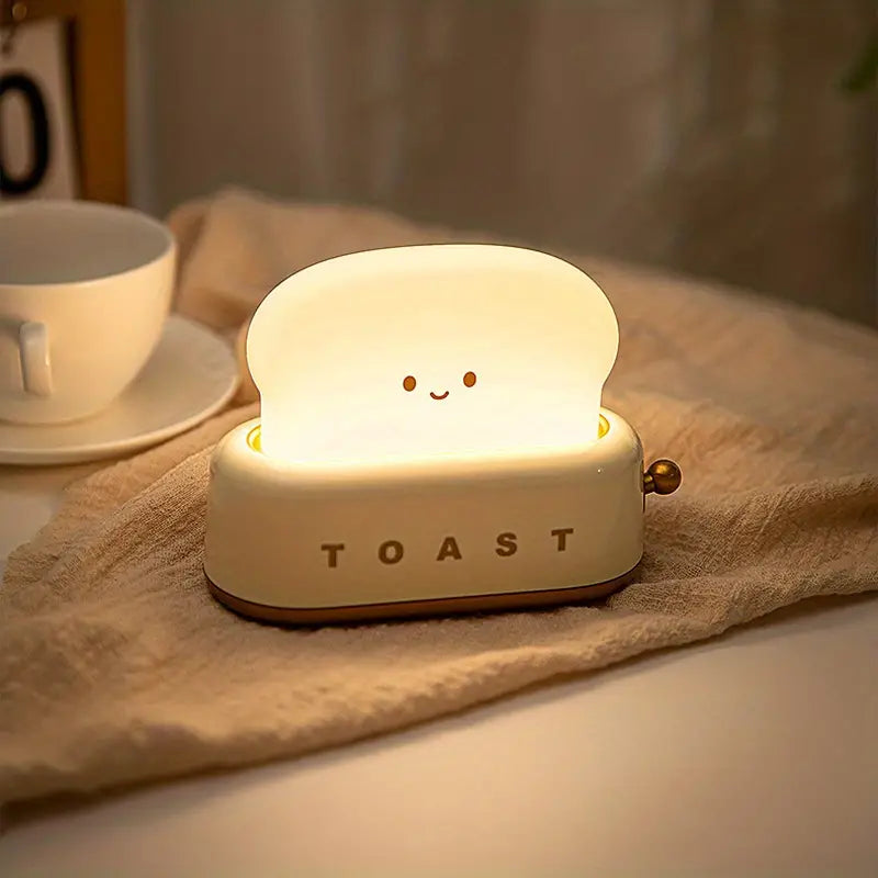 Lisslune | Shaded Nightstand Lamp – Kawaii Toast LED Lamp for Cozy Lighting