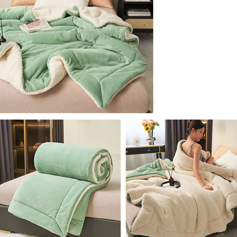 Lisslune | Solid thick double-sided velvet cube blanket