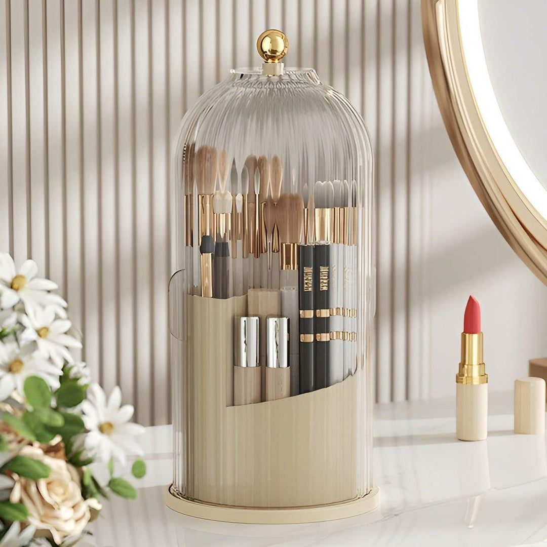 Lisslune | Beauty SpinMate – 360° Rotating Makeup Brush Holder & Cosmetic Organiser with Dustproof Lid