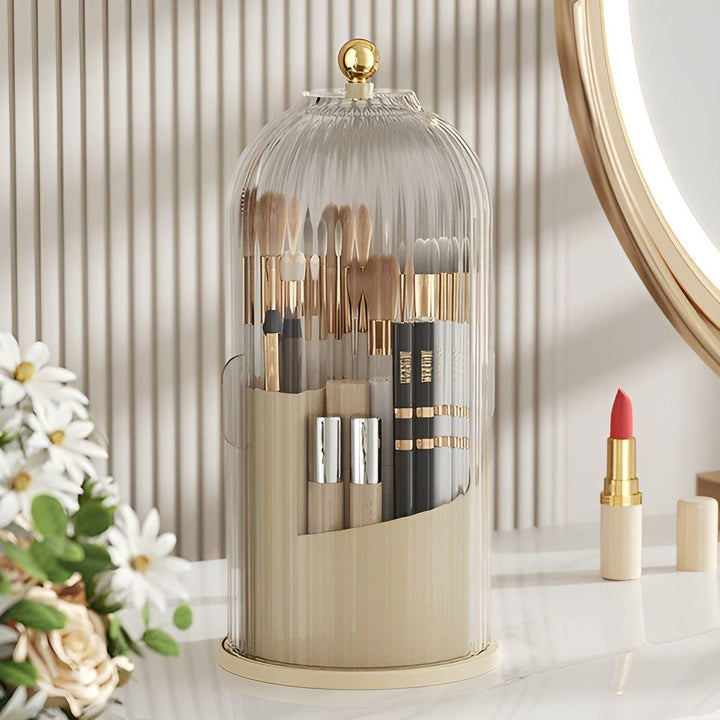 Lisslune | Beauty SpinMate – 360° Rotating Makeup Brush Holder & Cosmetic Organiser with Dustproof Lid