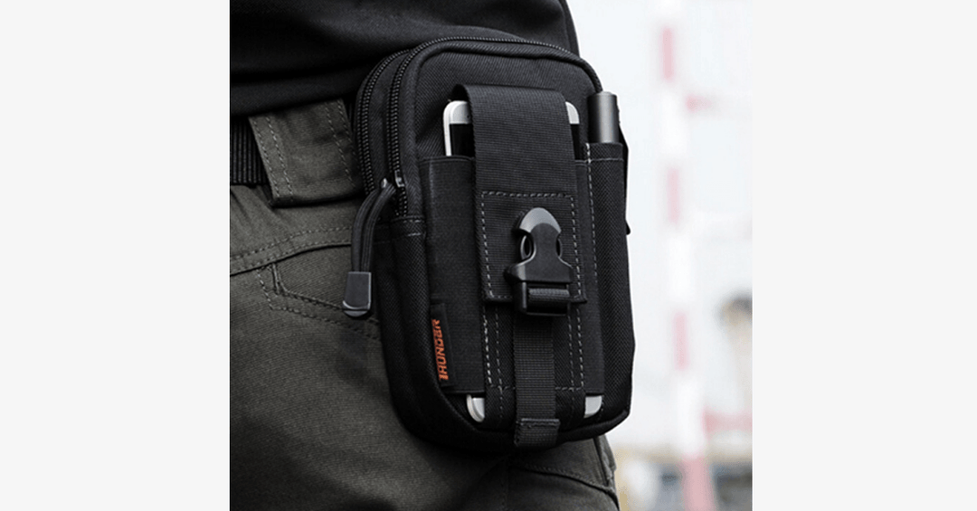 Lisslune | Military Waist Bag - Made of Nylon - Waterproof Design - Zipper Closure - Attach with Belt - Travel Gear - Outdoor - Available in 3 Colors