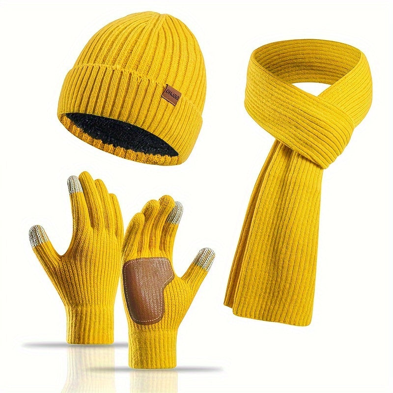 Lisslune | Winter Comfort Set – Knitted Beanie, Scarf and Gloves for Unisex