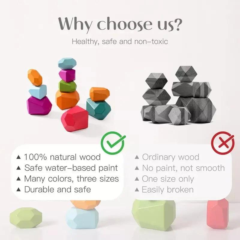 Lisslune | Colorful Wooden Building Blocks Set for Creative Learning and Logical Development