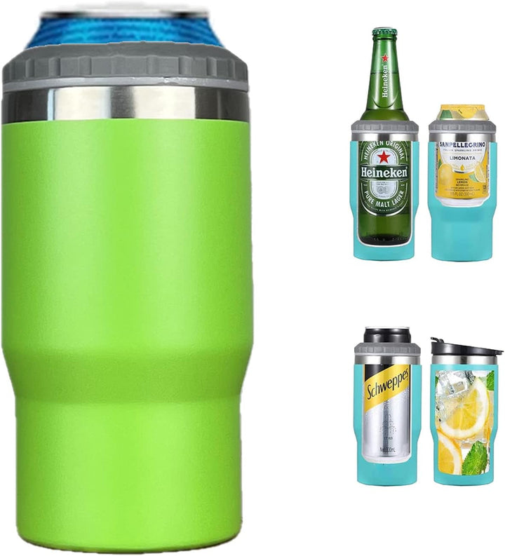 Lisslune | 4 in 1 stainless steel can/bottle insulator, 14Oz two-way lid SUS insulated can cooler, beer bottle holder (Black)