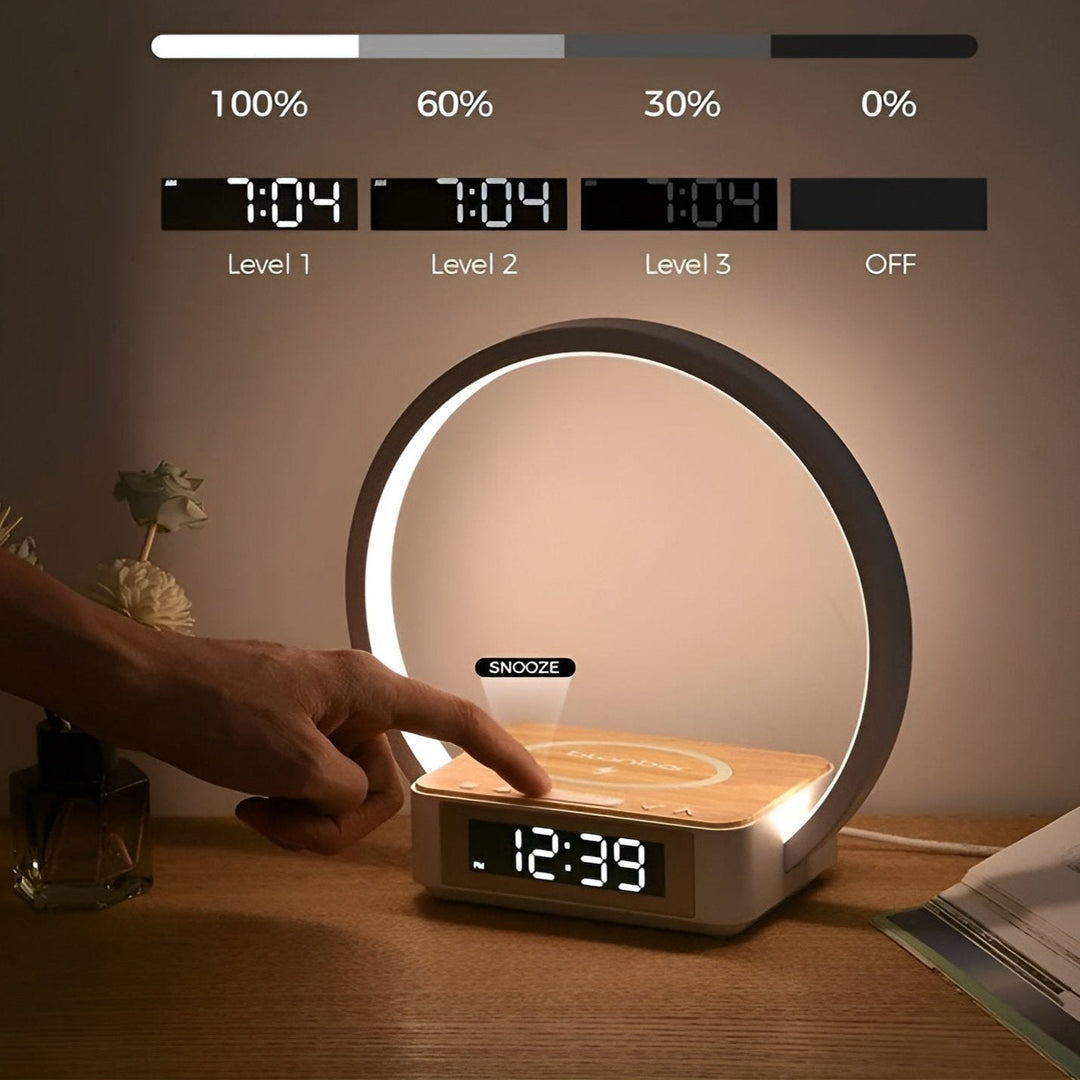 Lisslune | GlowMax 3-in-1 LED Table Lamp – Wireless Charger, Alarm Clock & Touch Control