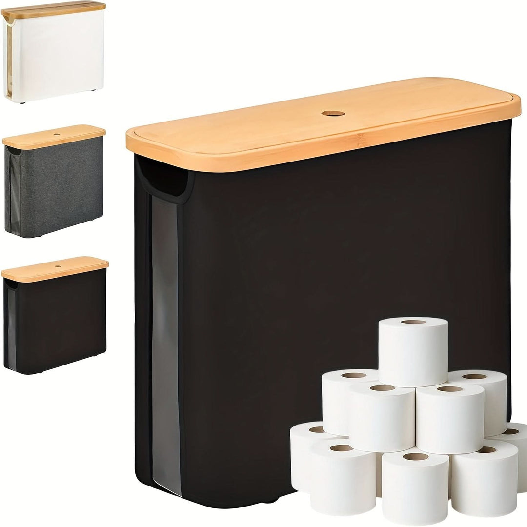 Lisslune | Toilet Paper Holder with Lid Storage Basket for 12 Rolls