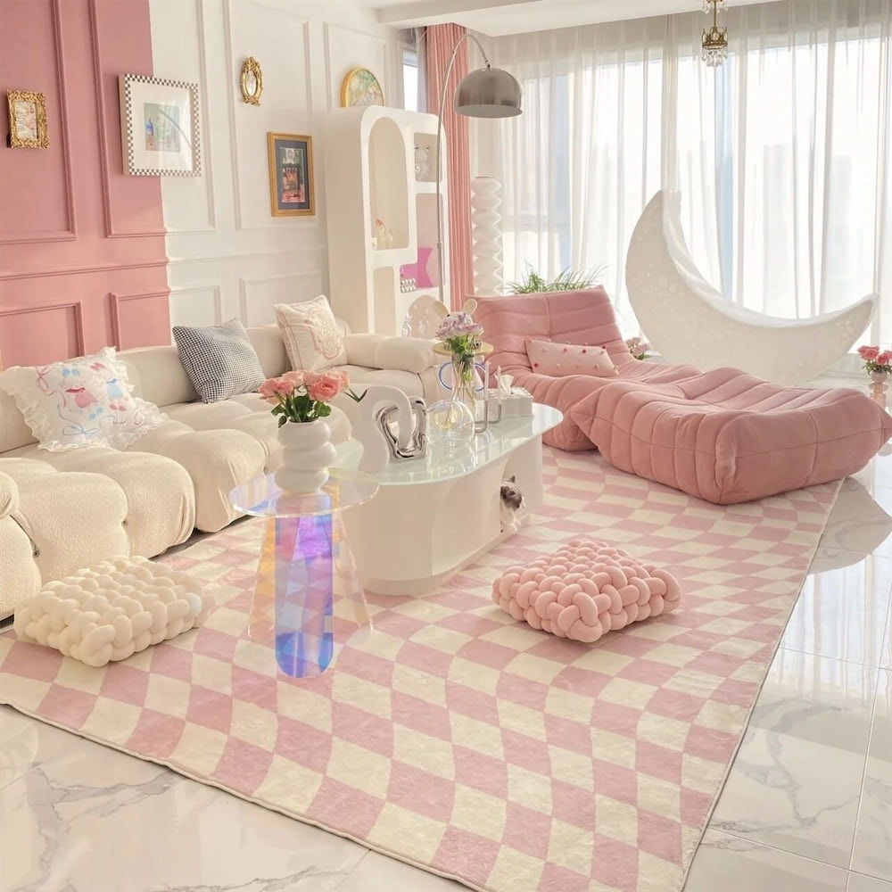 Rynx | Pastel Curvy Checker Rug