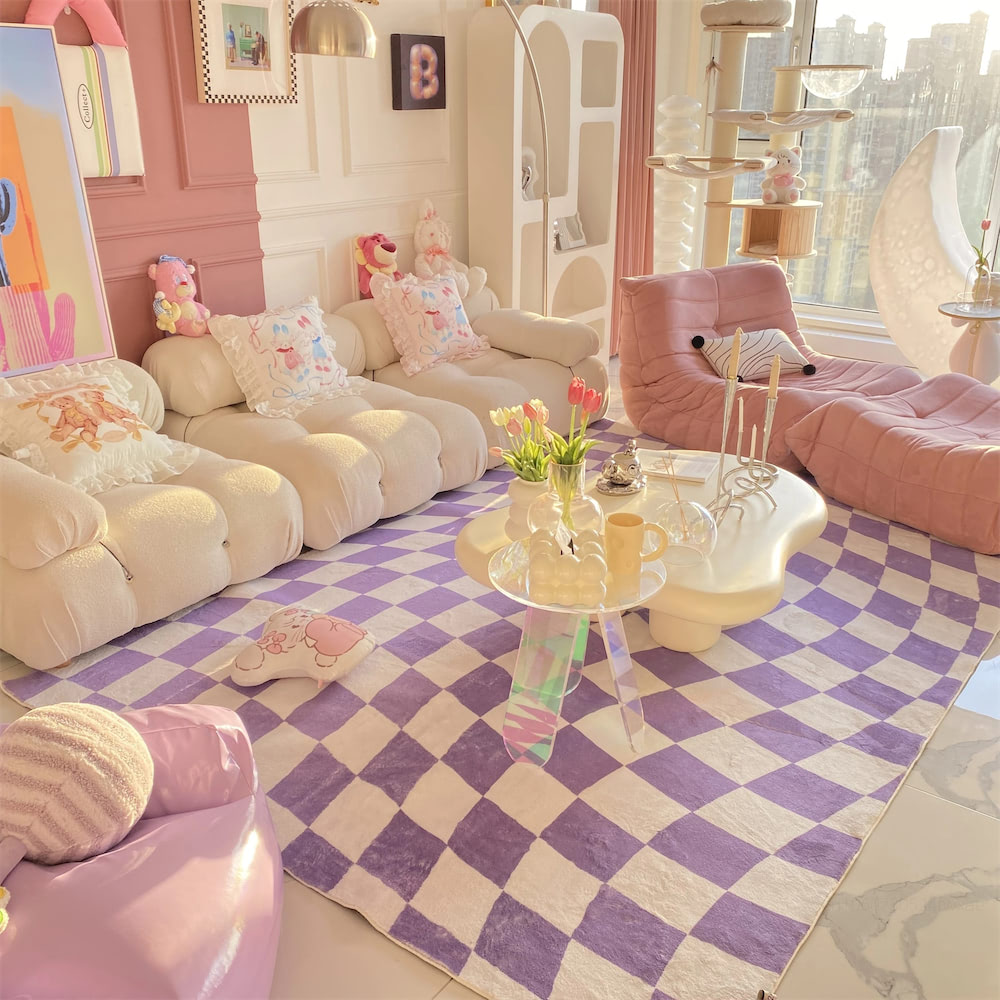 Rynx | Pastel Curvy Checker Rug
