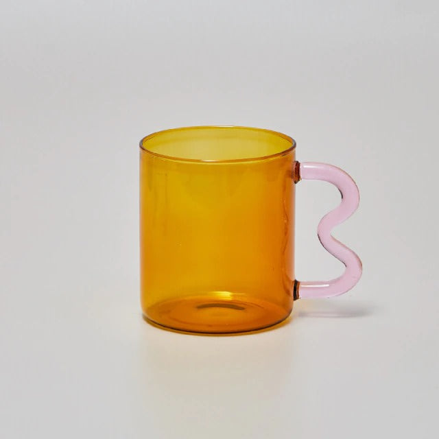 Rynx | Pastel glass wave handle cup