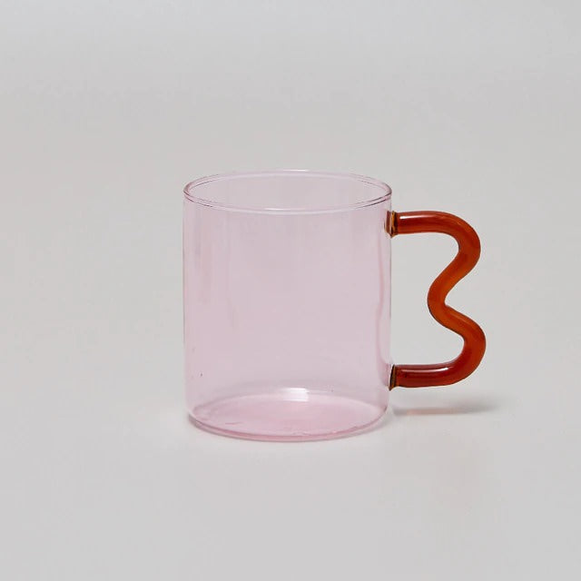 Rynx | Pastel glass wave handle cup